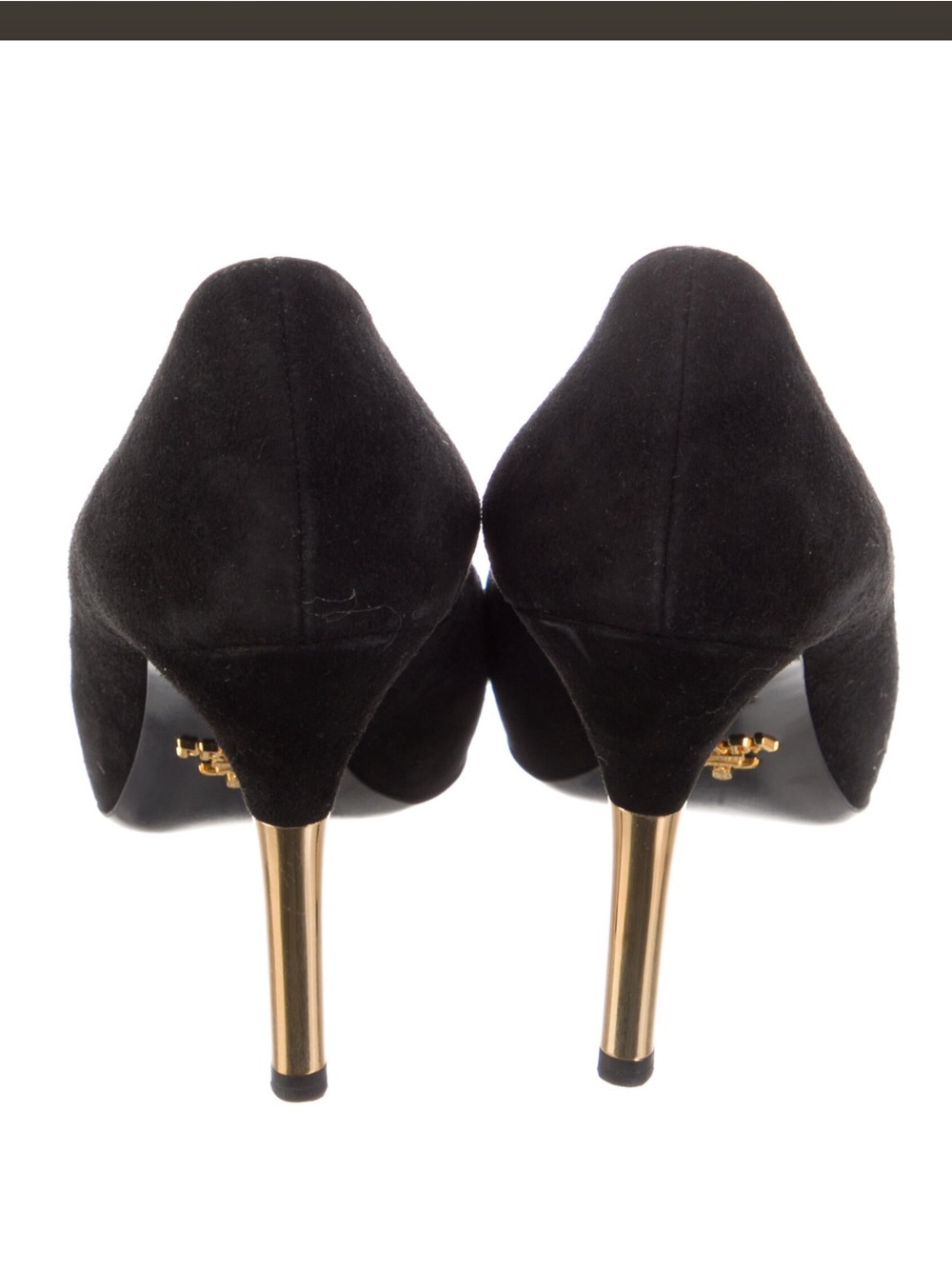 Prada Black Suede Pump with Gold Stiletto. Include box and Dust bag. Gorgeous! - Picture 3 of 5